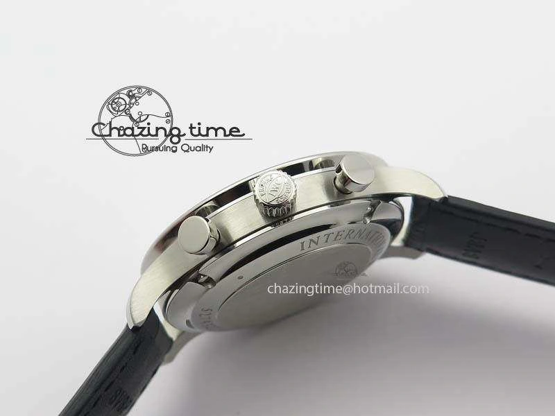 Portuguese IW371404 ZF V3 1:1 Best Edition SS Black Dial On Black Leather Strap A79350