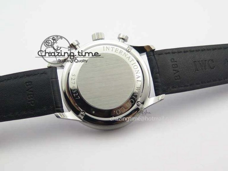 Portuguese IW371404 ZF V3 1:1 Best Edition SS Black Dial On Black Leather Strap A79350