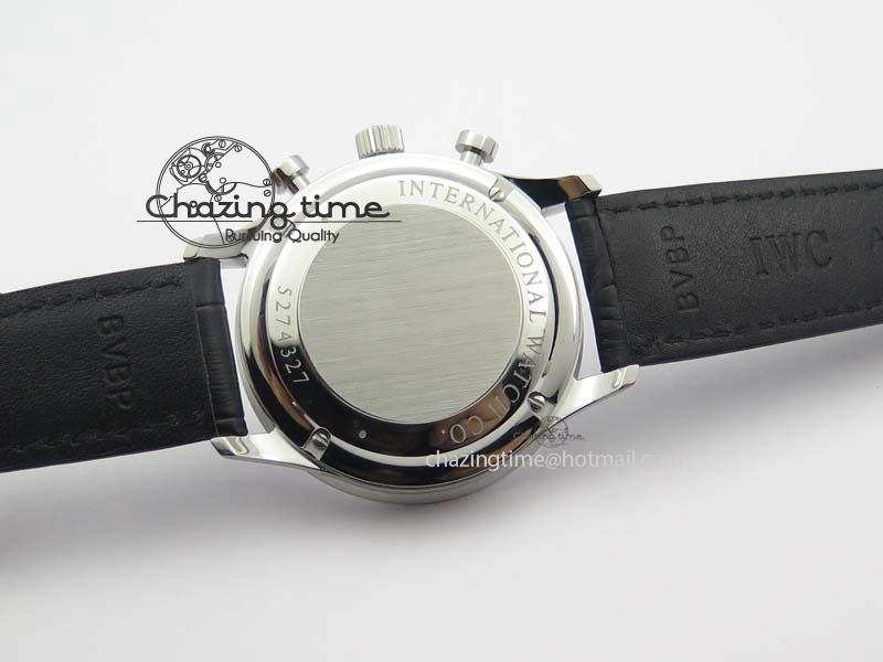 Portuguese IW371404 ZF V3 1:1 Best Edition SS Black Dial On Black Leather Strap A79350