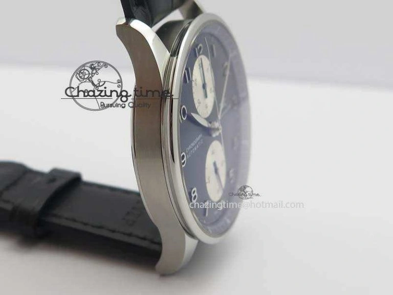 Portuguese IW371404 ZF V3 1:1 Best Edition SS Black Dial On Black Leather Strap A79350