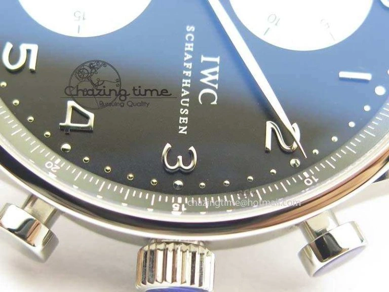 Portuguese IW371404 ZF V3 1:1 Best Edition SS Black Dial On Black Leather Strap A79350
