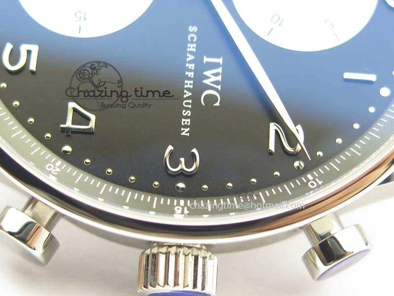 Portuguese IW371404 ZF V3 1:1 Best Edition SS Black Dial On Black Leather Strap A79350