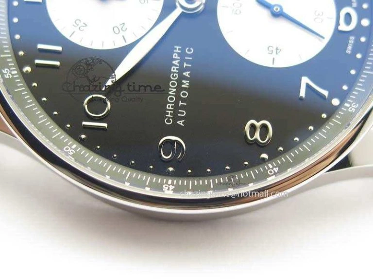 Portuguese IW371404 ZF V3 1:1 Best Edition SS Black Dial On Black Leather Strap A79350