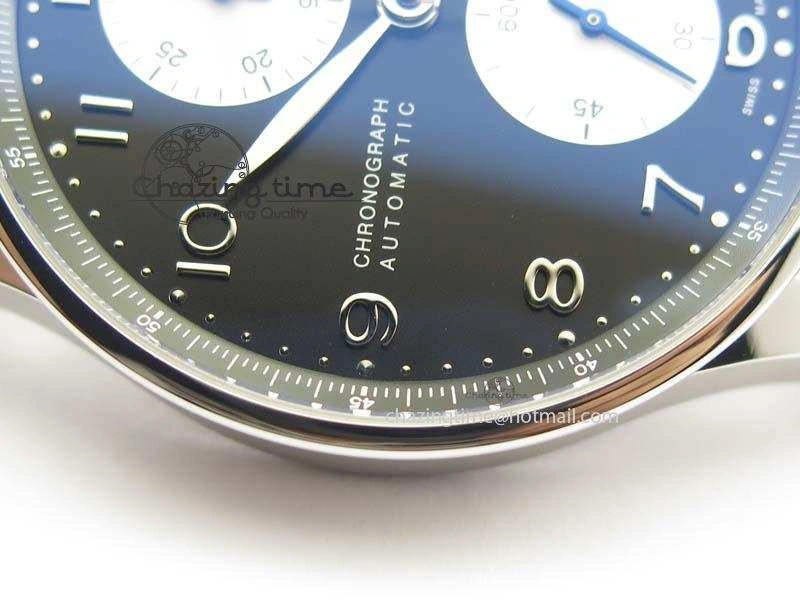 Portuguese IW371404 ZF V3 1:1 Best Edition SS Black Dial On Black Leather Strap A79350