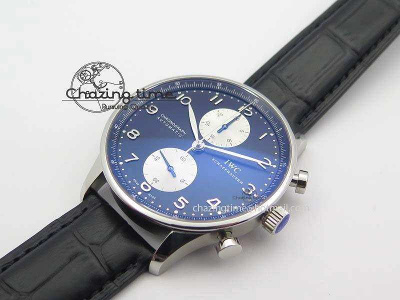 Portuguese IW371404 ZF V3 1:1 Best Edition SS Black Dial On Black Leather Strap A79350