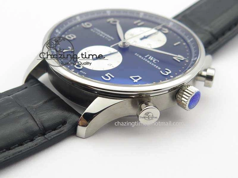 Portuguese IW371404 ZF V3 1:1 Best Edition SS Black Dial On Black Leather Strap A79350