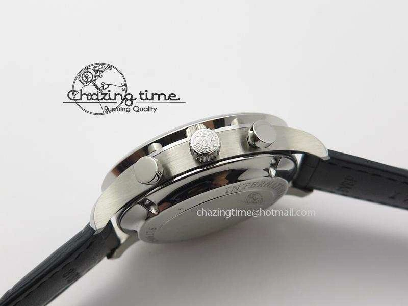 Portuguese IW371405 ZF 1:1 Best Edition SS White Dial Silver Markers On Black Leather Strap A7750