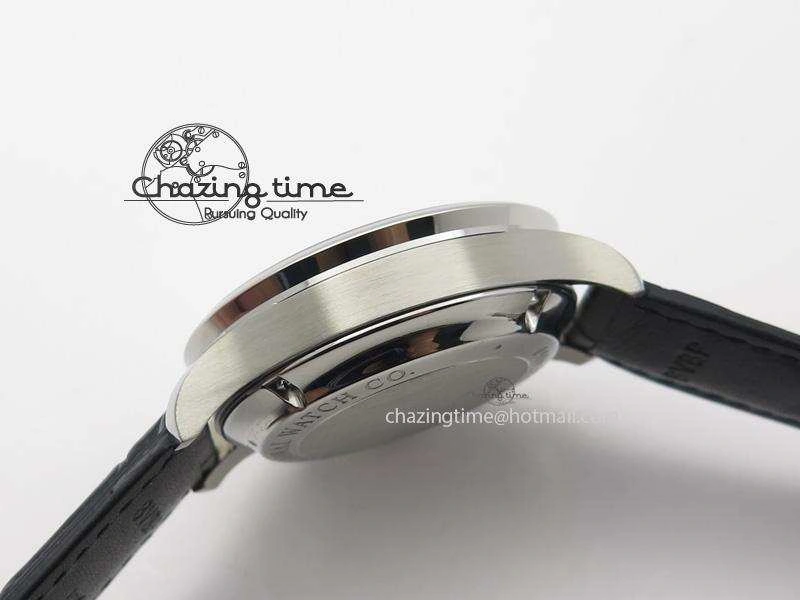 Portuguese IW371405 ZF 1:1 Best Edition SS White Dial Silver Markers On Black Leather Strap A7750
