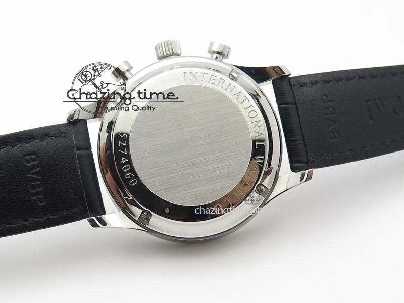 Portuguese IW371405 ZF 1:1 Best Edition SS White Dial Silver Markers On Black Leather Strap A7750