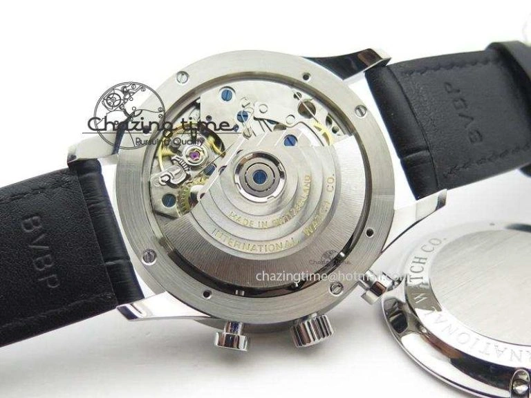 Portuguese IW371405 ZF 1:1 Best Edition SS White Dial Silver Markers On Black Leather Strap A7750