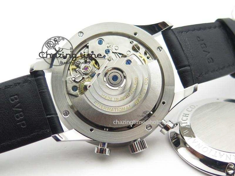 Portuguese IW371405 ZF 1:1 Best Edition SS White Dial Silver Markers On Black Leather Strap A7750