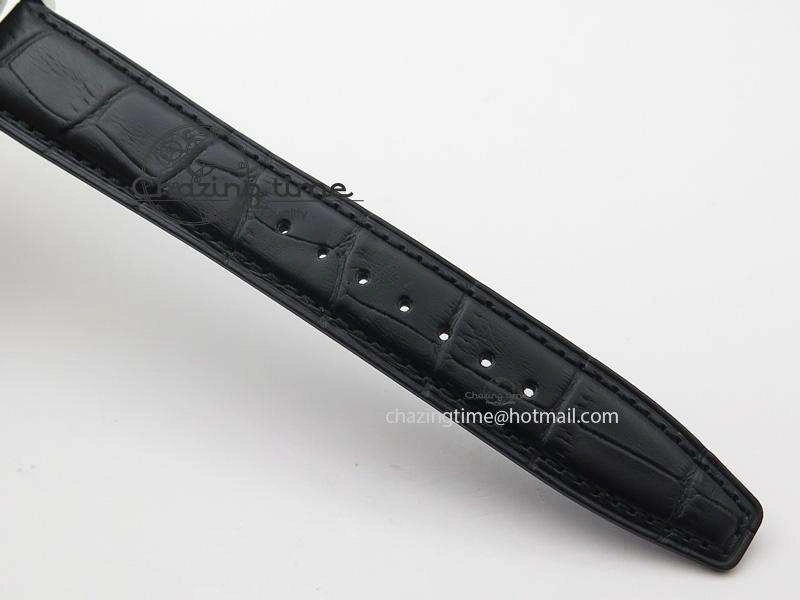 Portuguese IW371405 ZF 1:1 Best Edition SS White Dial Silver Markers On Black Leather Strap A7750