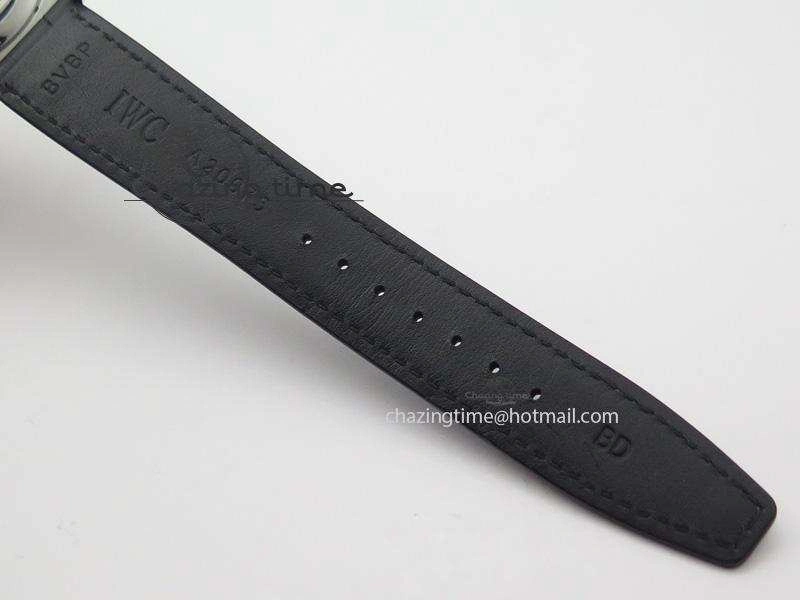 Portuguese IW371405 ZF 1:1 Best Edition SS White Dial Silver Markers On Black Leather Strap A7750