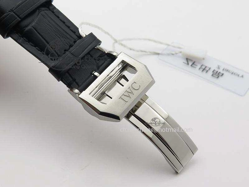 Portuguese IW371405 ZF 1:1 Best Edition SS White Dial Silver Markers On Black Leather Strap A7750