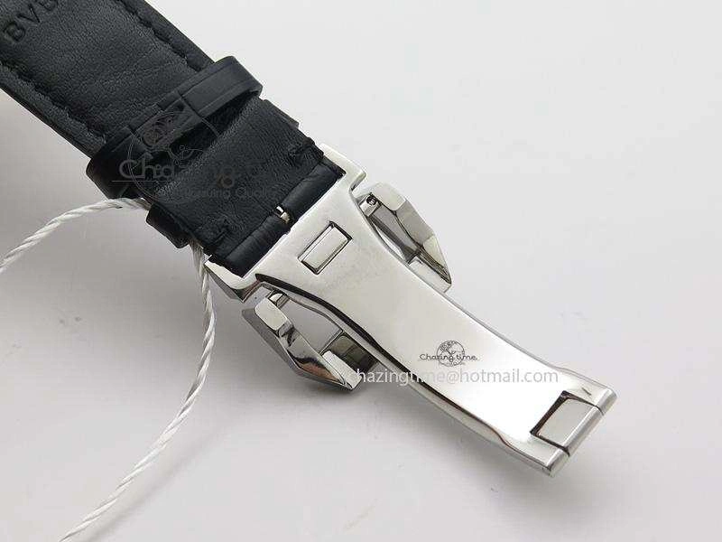 Portuguese IW371405 ZF 1:1 Best Edition SS White Dial Silver Markers On Black Leather Strap A7750