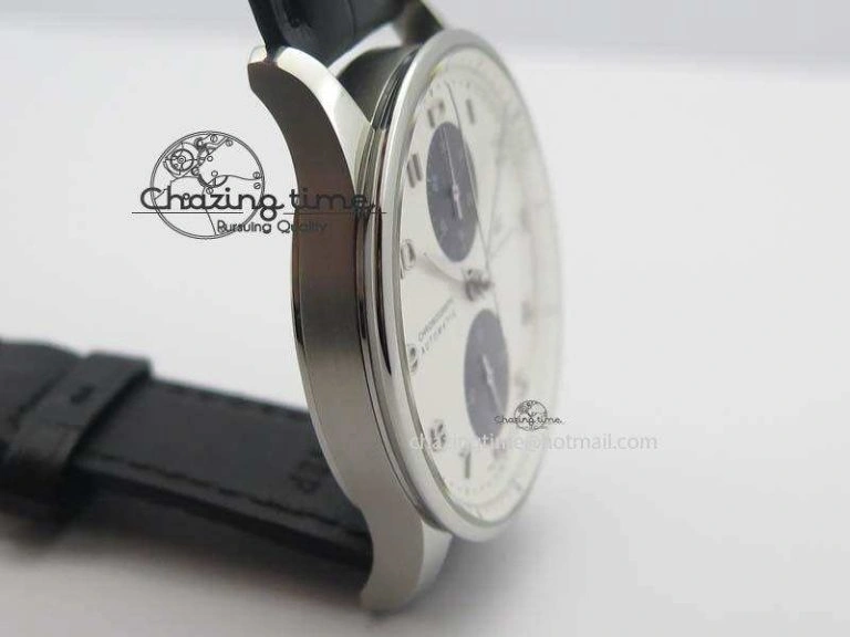 Portuguese IW371411 ZF 1:1 Best Edition SS Panda Dial On Black Leather Strap A79350
