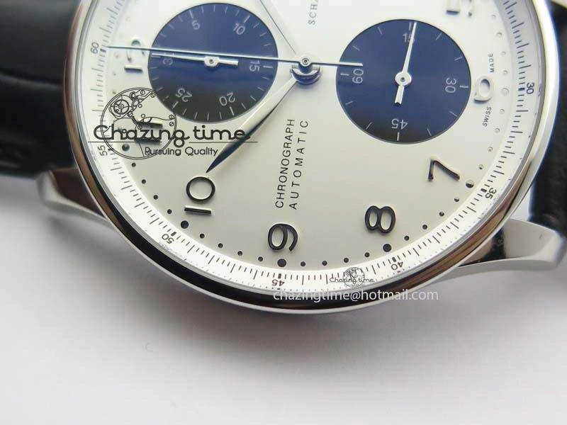 Portuguese IW371411 ZF 1:1 Best Edition SS Panda Dial On Black Leather Strap A79350