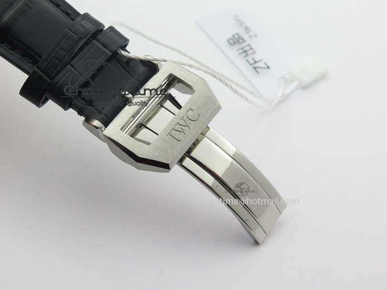 Portuguese IW371411 ZF 1:1 Best Edition SS Panda Dial On Black Leather Strap A79350