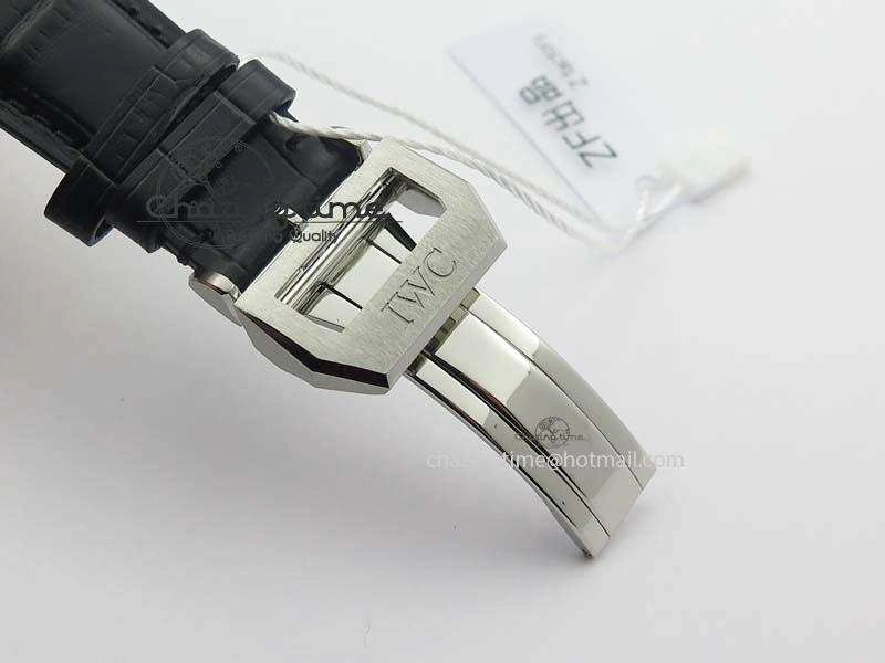 Portuguese IW371411 ZF 1:1 Best Edition SS Panda Dial On Black Leather Strap A79350