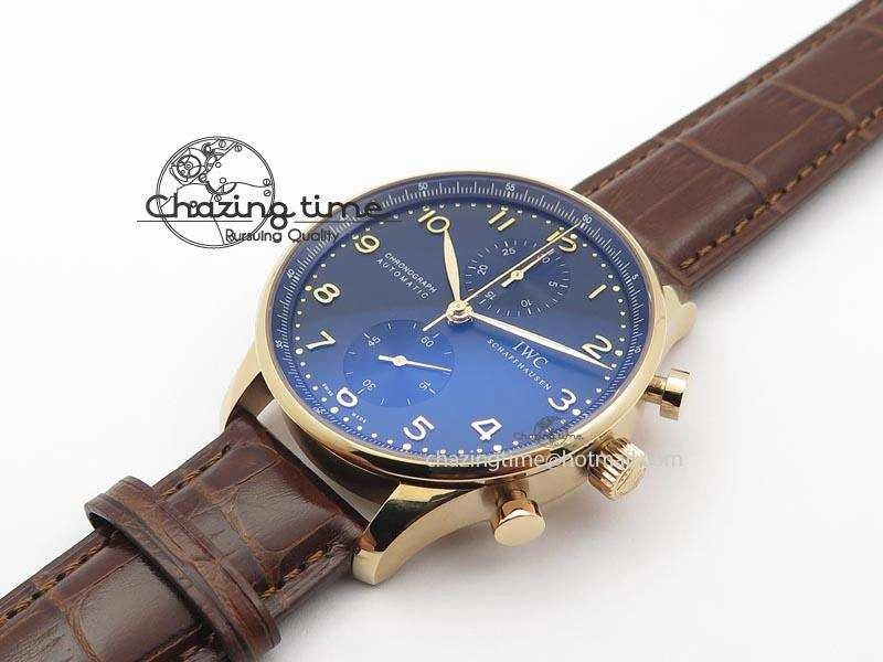 Portuguese IW371415 ZF 1:1 Best Edition RG Black dial On Brown Leather Strap A7750
