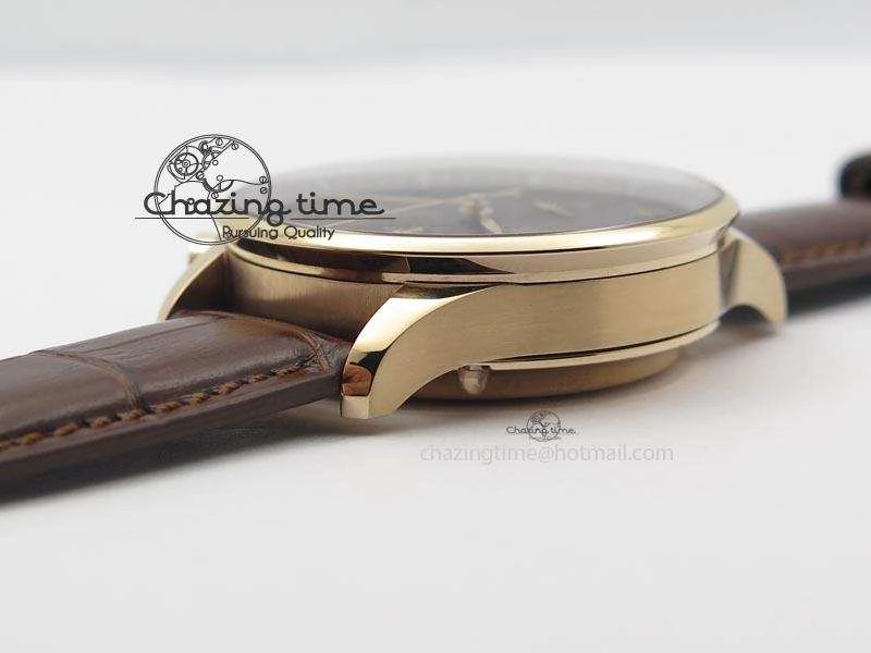 Portuguese IW371415 ZF 1:1 Best Edition RG Black dial On Brown Leather Strap A7750