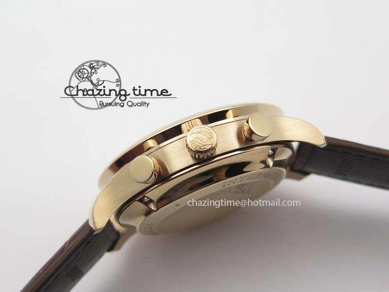 Portuguese IW371415 ZF 1:1 Best Edition RG Black dial On Brown Leather Strap A7750