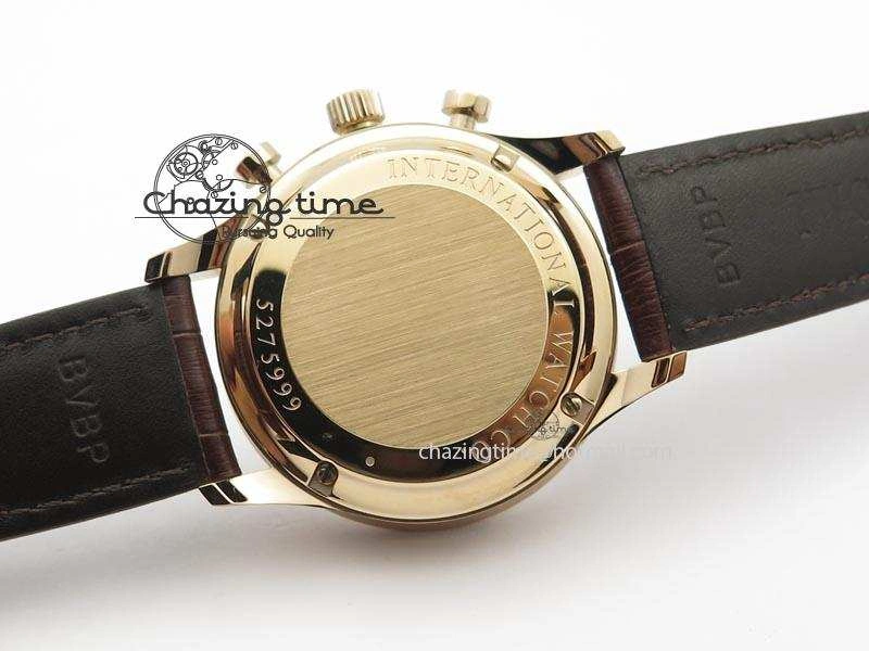 Portuguese IW371415 ZF 1:1 Best Edition RG Black dial On Brown Leather Strap A7750