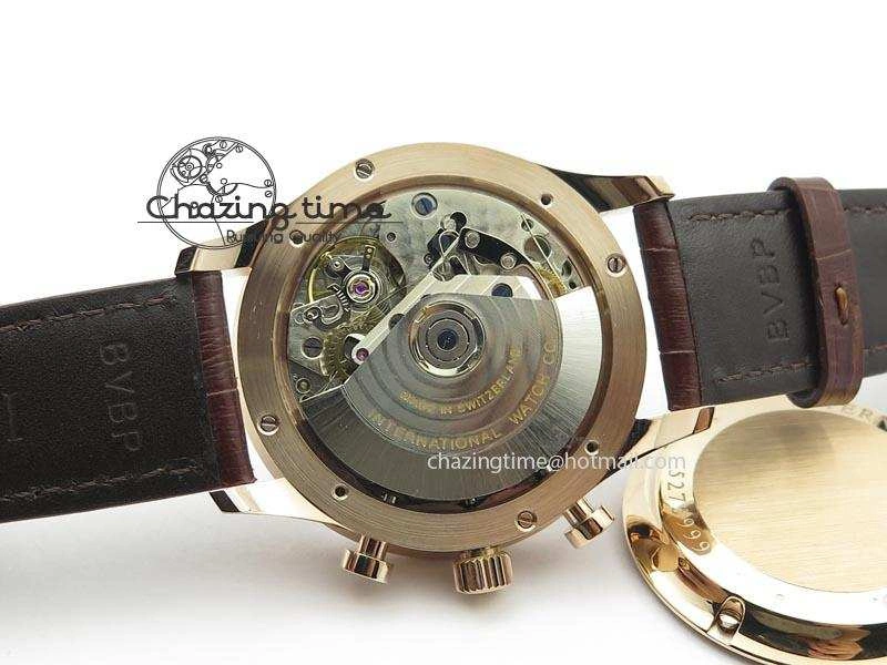 Portuguese IW371415 ZF 1:1 Best Edition RG Black dial On Brown Leather Strap A7750