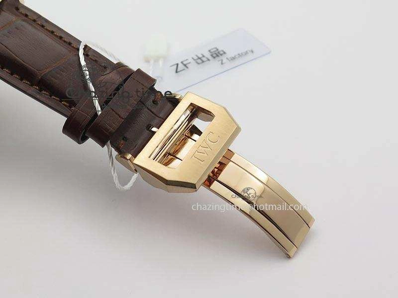 Portuguese IW371415 ZF 1:1 Best Edition RG Black dial On Brown Leather Strap A7750