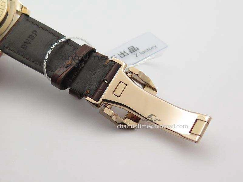 Portuguese IW371415 ZF 1:1 Best Edition RG Black dial On Brown Leather Strap A7750