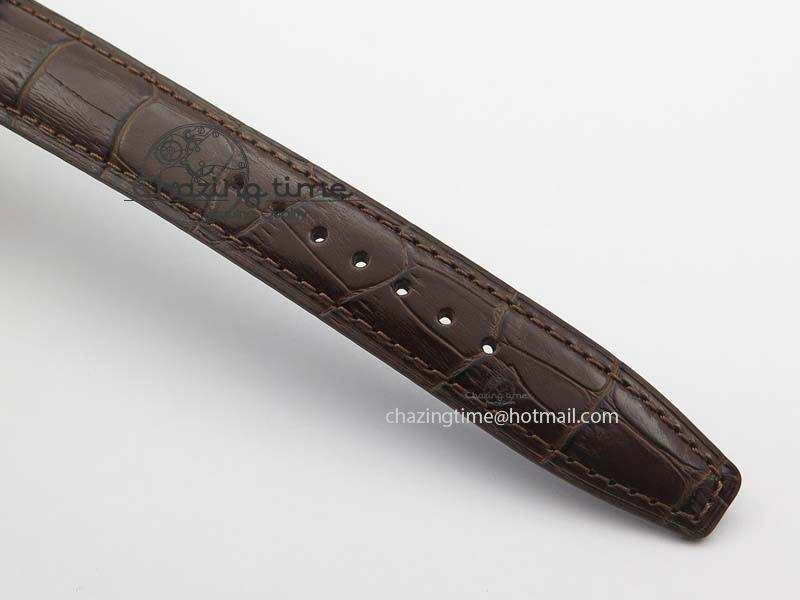 Portuguese IW371445 ZF 1:1 Best Edition SS White Dial Gold Markers On Brown Leather Strap A79350 V3