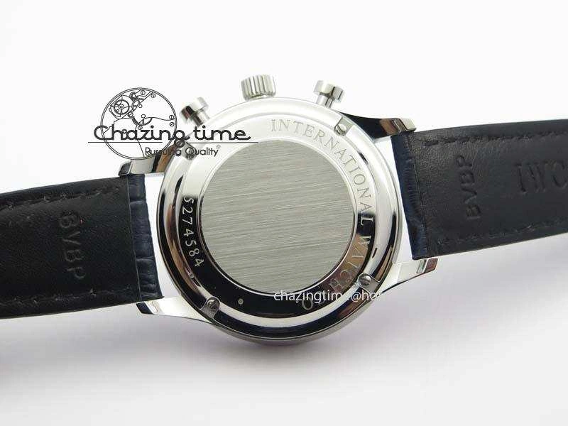 Portuguese IW371446 ZF 1:1 Best Edition SS White Dial Blue Markers On Blue Leather Strap  A79350 V3