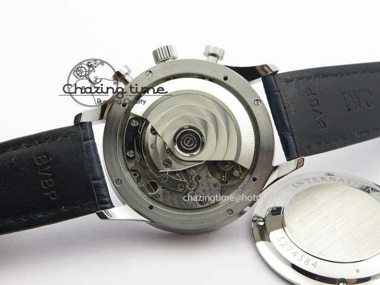 Portuguese IW371446 ZF 1:1 Best Edition SS White Dial Blue Markers On Blue Leather Strap  A79350 V3
