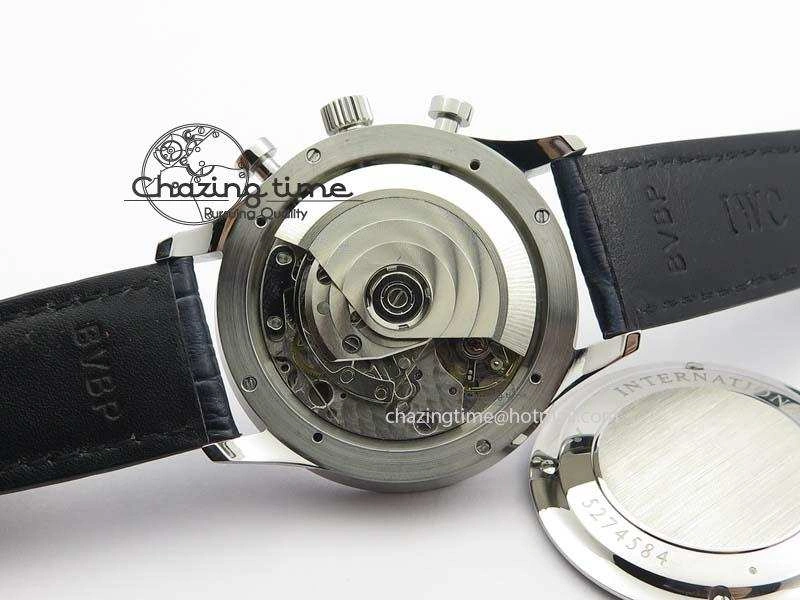 Portuguese IW371446 ZF 1:1 Best Edition SS White Dial Blue Markers On Blue Leather Strap  A79350 V3