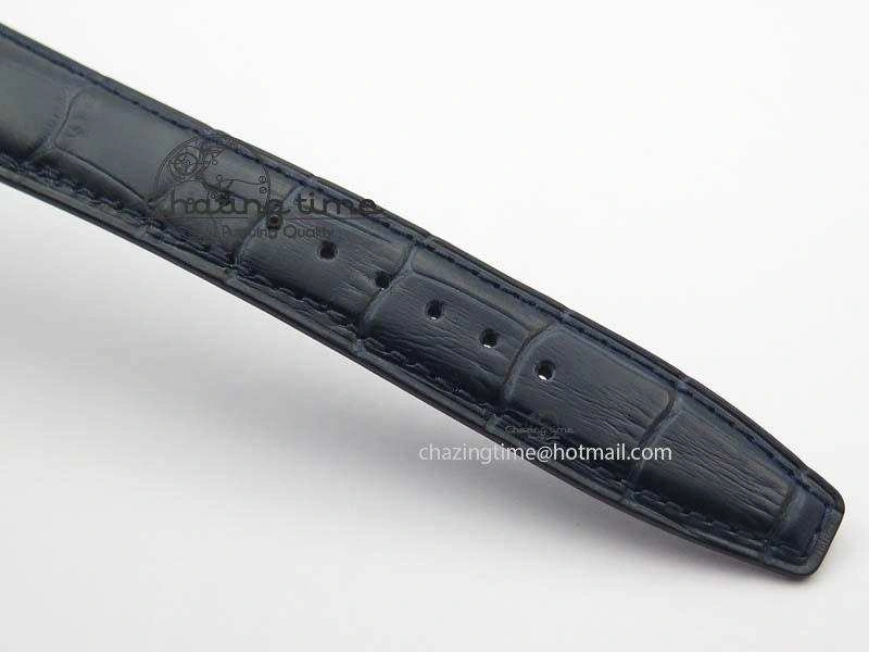 Portuguese IW371446 ZF 1:1 Best Edition SS White Dial Blue Markers On Blue Leather Strap  A79350 V3