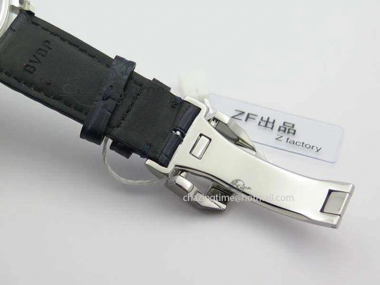 Portuguese IW371446 ZF 1:1 Best Edition SS White Dial Blue Markers On Blue Leather Strap  A79350 V3