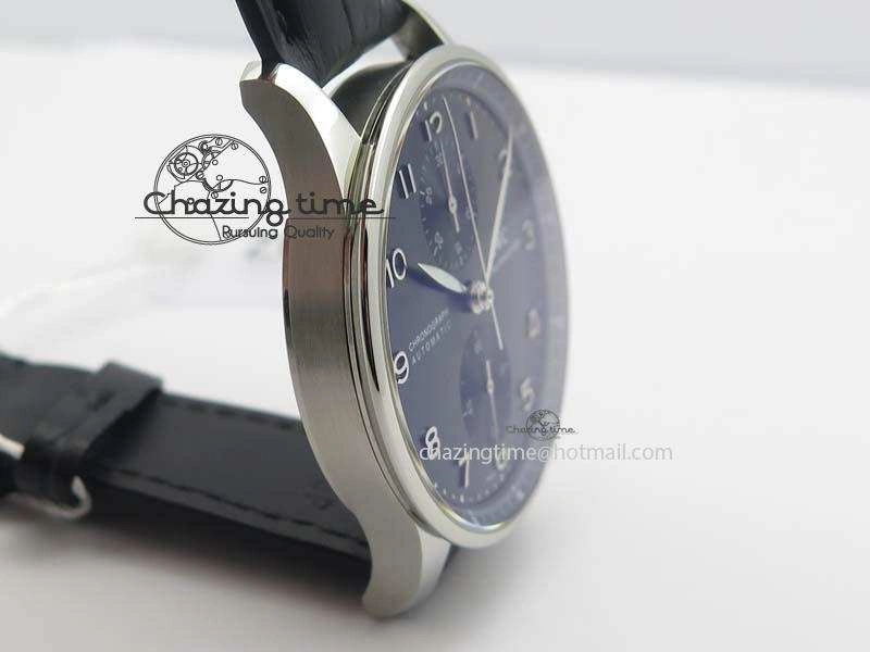 Portuguese IW371447 ZF 1:1 Best Edition SS Black Dial On Black Leather Strap A79350 V3