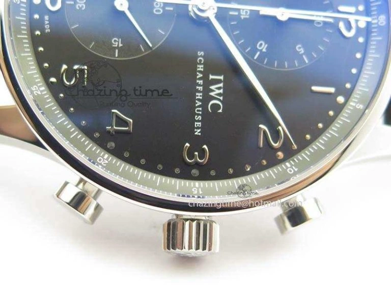 Portuguese IW371447 ZF 1:1 Best Edition SS Black Dial On Black Leather Strap A79350 V3