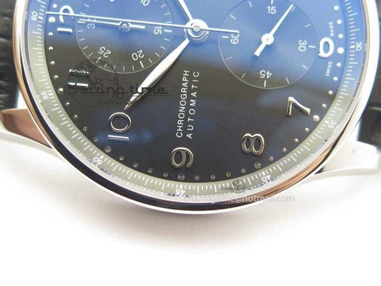 Portuguese IW371447 ZF 1:1 Best Edition SS Black Dial On Black Leather Strap A79350 V3