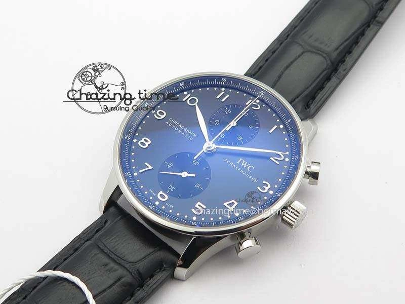 Portuguese IW371447 ZF 1:1 Best Edition SS Black Dial On Black Leather Strap A79350 V3