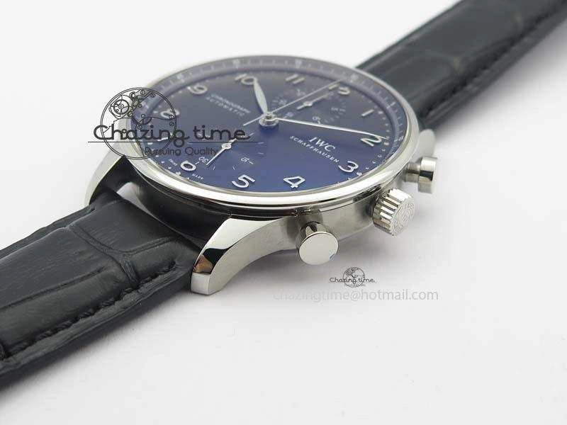 Portuguese IW371447 ZF 1:1 Best Edition SS Black Dial On Black Leather Strap A79350 V3