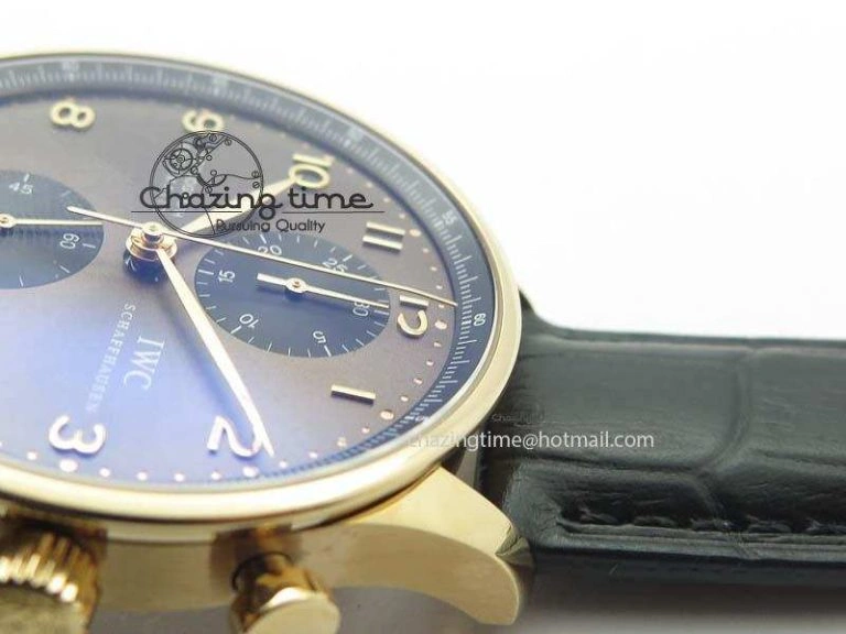 Portuguese IW371482 ZF 1:1 Best Edition RG Gray Dial Gold Markers On Black Leather Strap A79350