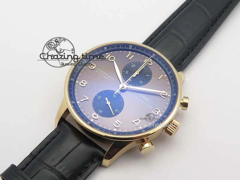 Portuguese IW371482 ZF 1:1 Best Edition RG Gray Dial Gold Markers On Black Leather Strap A79350