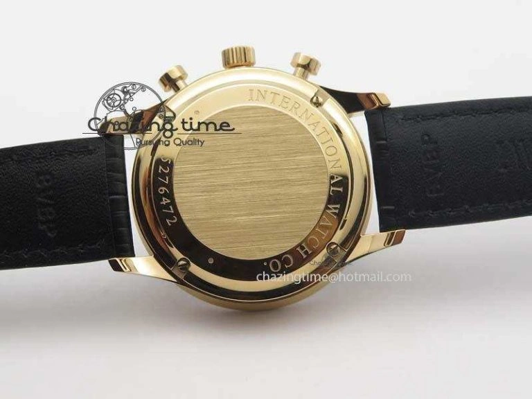 Portuguese IW371482 ZF 1:1 Best Edition RG Gray Dial Gold Markers On Black Leather Strap A79350