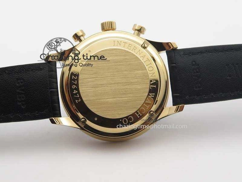 Portuguese IW371482 ZF 1:1 Best Edition RG Gray Dial Gold Markers On Black Leather Strap A79350