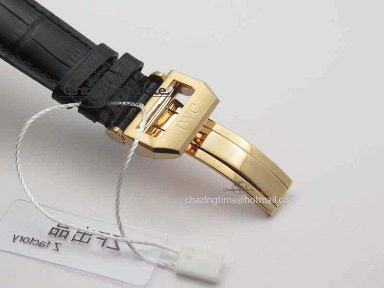 Portuguese IW371482 ZF 1:1 Best Edition RG Gray Dial Gold Markers On Black Leather Strap A79350