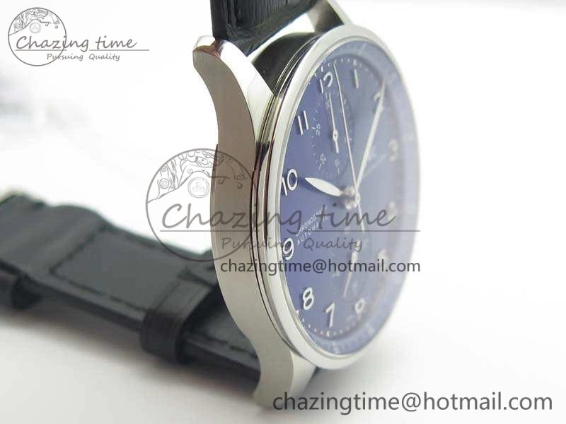 Portuguese IW371491 ZF 1:1 Best Edition SS Blue Dial On Leather Strap A79350 (Slim Movement) V3