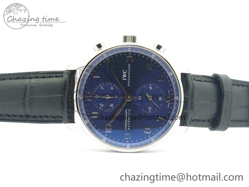 Portuguese IW371491 ZF 1:1 Best Edition SS Blue Dial On Leather Strap A79350 (Slim Movement) V3