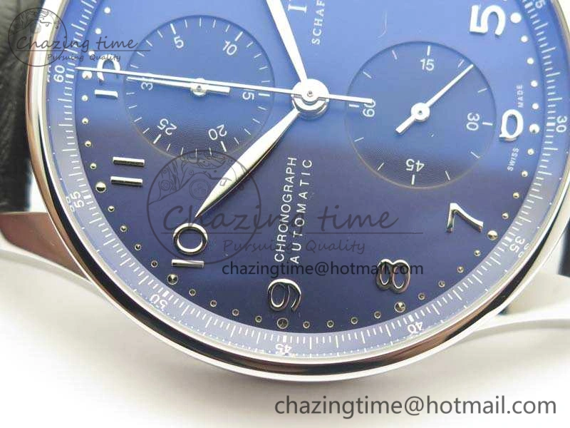 Portuguese IW371491 ZF 1:1 Best Edition SS Blue Dial On Leather Strap A79350 (Slim Movement) V3
