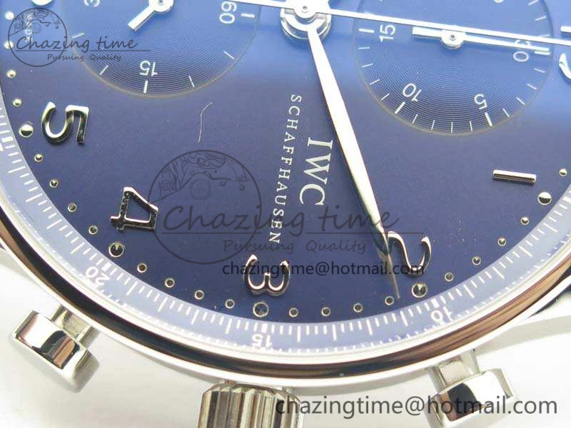Portuguese IW371491 ZF 1:1 Best Edition SS Blue Dial On Leather Strap A79350 (Slim Movement) V3